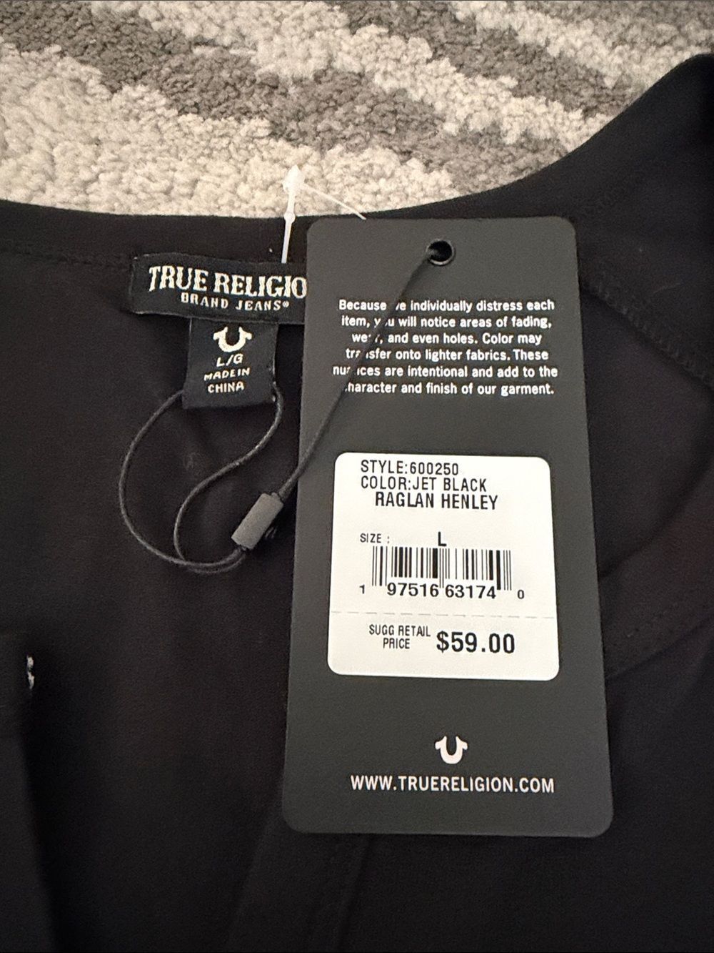 True Religion Black Short Sleeve Tee with Red Logo - Picture 9 of 9